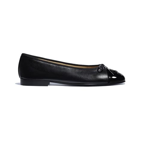 chanel black patent leather ballet flats|Chanel lambskin flats.